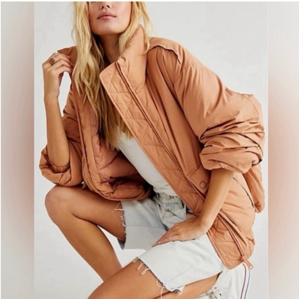 WE THE FREE PEOPLE Women's XS Oversized Duvet Bomber Jacket Doe Peach FLAW - Picture 12 of 13